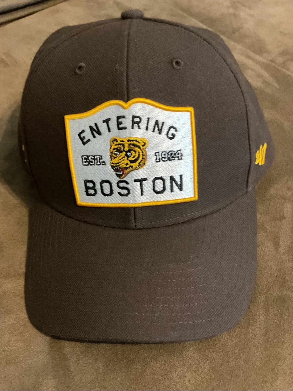 Entering Boston Embroidered Baseball Cap - Brown & Yellow